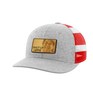 Shut Up Hippie Leather Patch Hat Hat Greater Half Heather Grey/Flag